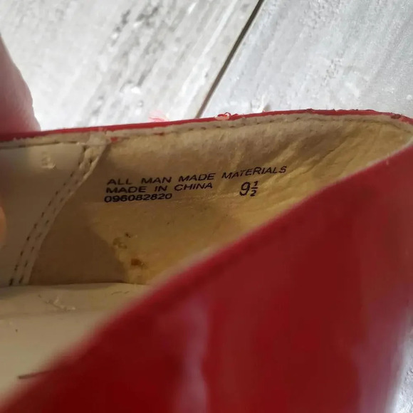 MOSSIMO PATENT LEATHER CHERRY RED OPEN TOE PUMPS HIGH HEELS SIZE 9.5 - Picture 10 of 12